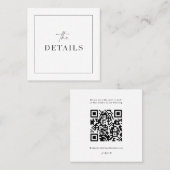 Classy Wedding Details Enclosure Scan QR Code Kaar Vierkante Visitekaartje (Voorkant / Achterkant)