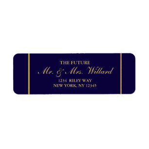 Classy Wedding Gold Foil - Navy Return Address Etiket