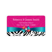 Classy Wedding Hot Pink Zebra Print Etiket (Voorkant)