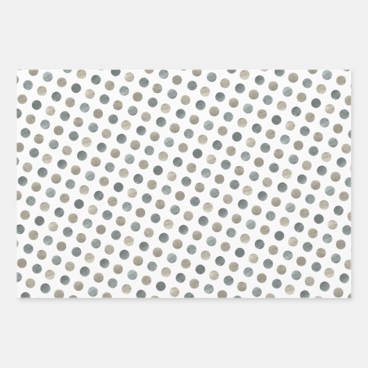 Classy White Blauwgroen en Silver Polka Dots Moder Inpakpapier Vel (Voorkant 3)