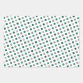 Classy White Blauwgroen en Silver Polka Dots Moder Inpakpapier Vel (Voorkant 2)
