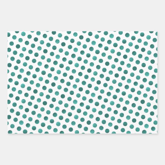 Classy White Blauwgroen en Silver Polka Dots Moder Inpakpapier Vel (Voorkant)
