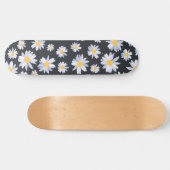 Classy White Daisy Flowers Botanical Gray design Skateboard (Horizontaal)