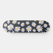 Classy White Daisy Flowers Botanical Gray design Skateboard (Horizontaal)