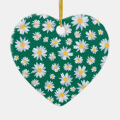 Classy White Daisy Flowers Botanisch Groen design Keramisch Ornament (Voorkant)