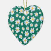 Classy White Daisy Flowers Botanisch Groen design Keramisch Ornament (Links)