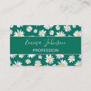 Classy White Daisy Flowers Botanisch Groen design Visitekaartje