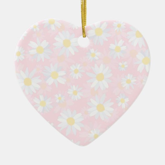 Classy White Daisy Flowers botanisch roze design Keramisch Ornament (Voorkant)