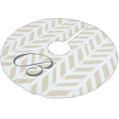 Classy White en Beige Herringbone Family Initiaal Kerstboom Rok (Gekanteld)
