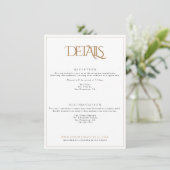 Classy White en Gold Monogram Typography Wedding Informatiekaartje (Staand voorkant)