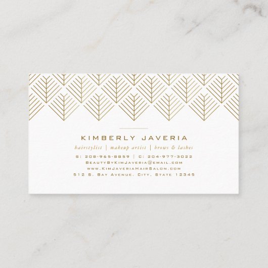 Classy White en legant Gold Geometric Pattern Visitekaartje (Achterkant)