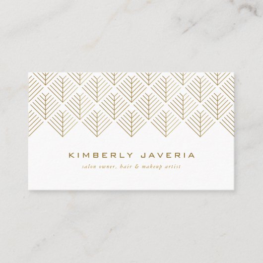 Classy White en legant Gold Geometric Pattern Visitekaartje (Voorkant)