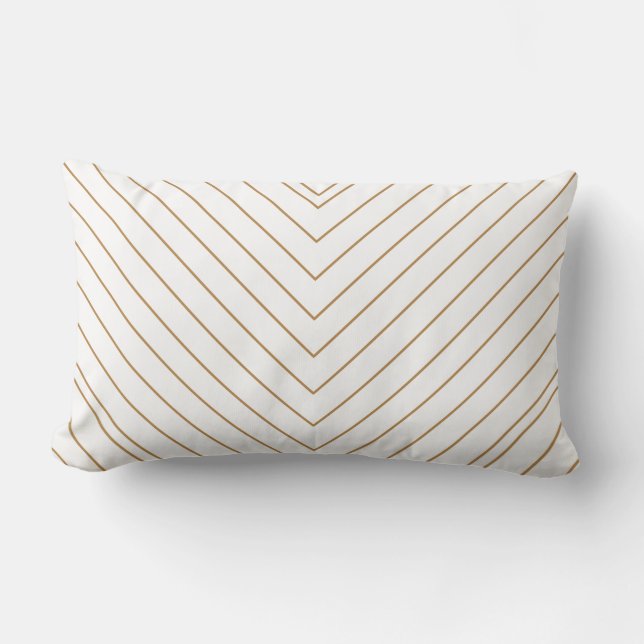Classy White & Gold Art Deco Arrows & Monogram Kussen (Voorkant)