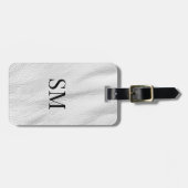 Classy White Leather Monogram Initiaal Bagagelabel (Voorkant horizontaal)