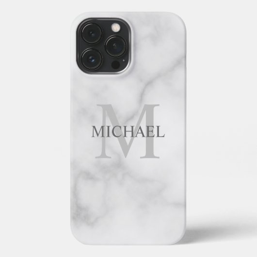 Classy White Marble - gepersonaliseerd monogram en iPhone Hoesje (Achterkant)