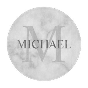 Classy White Marble - gepersonaliseerd monogram en Snijplank