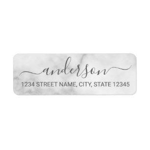 Classy White Marble Script Return-adres Etiket