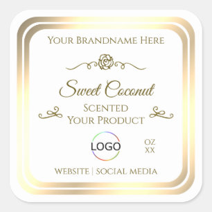 Classy White Product Label Goud Lijst met Logo