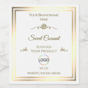Classy White Product Label Goud Lijst met Logo Wijn Etiket