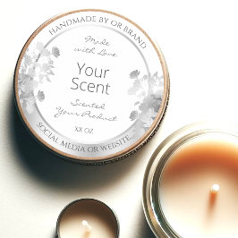 Classy Wit Bloemen Product Verpakking Label Zilver