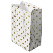 Classy wit en goud glitter polka dots medium cadeauzakje (Achterkant Gekanteld)