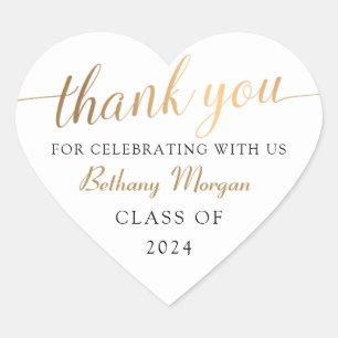 Classy Wit & Goud Afstuderen Dank u Hart Sticker