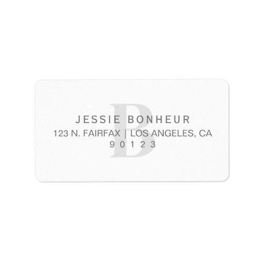 Classy wit & lichtgrijs retouradres etiket (Voorkant)