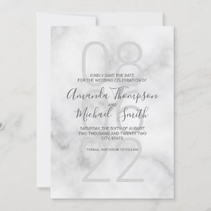 Classy wit marmer modern script bruiloft save the date
