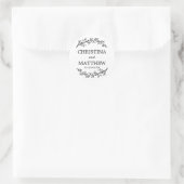 Classy wit zwart laurier takken bruiloft ronde sticker (Tas)