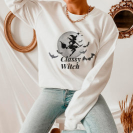 Classy Witch en Moon Halloween Trui