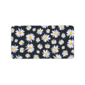 Classy Witte Daisy Bloemen Botanisch Etiket (Voorkant)