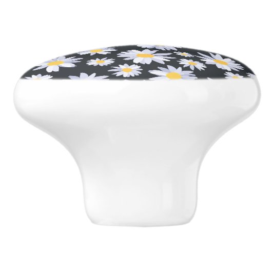 Classy Witte Daisy Bloemen Botanisch Keramische Knop (Zijkant)