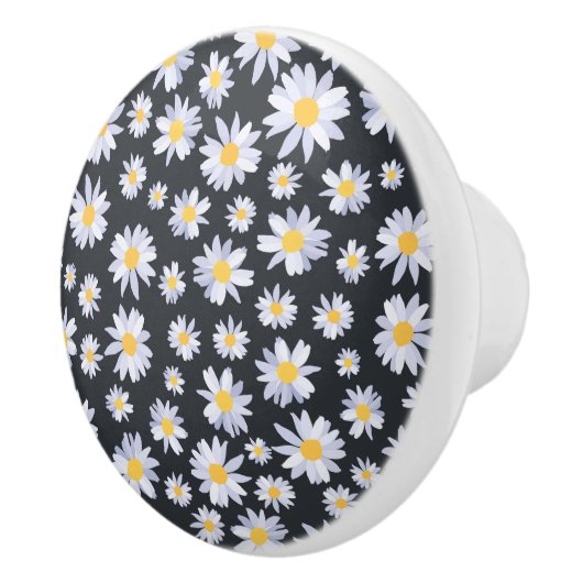 Classy Witte Daisy Bloemen Botanisch Keramische Knop (Rechts)