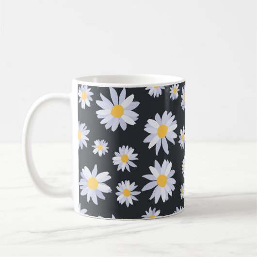 Classy Witte Daisy Bloemen Botanisch Koffiemok (Links)