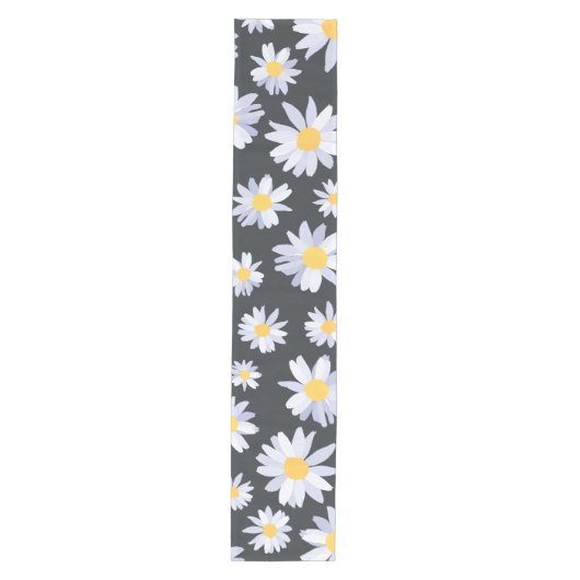 Classy Witte Daisy Bloemen Botanisch Medium Tafelloper (Voorkant)