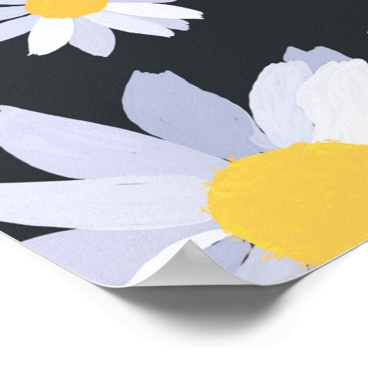 Classy Witte Daisy Bloemen Botanisch Poster (Hoek)