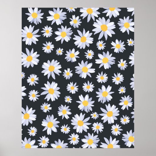 Classy Witte Daisy Bloemen Botanisch Poster (Voorkant)