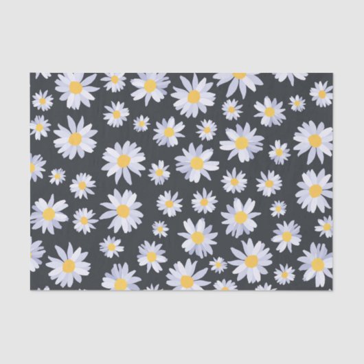 Classy Witte Daisy Bloemen Botanisch Tissuepapier (Voorkant)