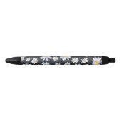 Classy Witte Daisy Bloemen Botanisch Zwarte Inkt Pen (Voorkant)