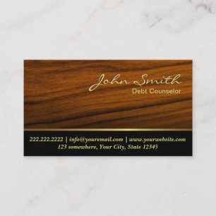 Classy Woodgrain Debt Counselor Visitekaartje