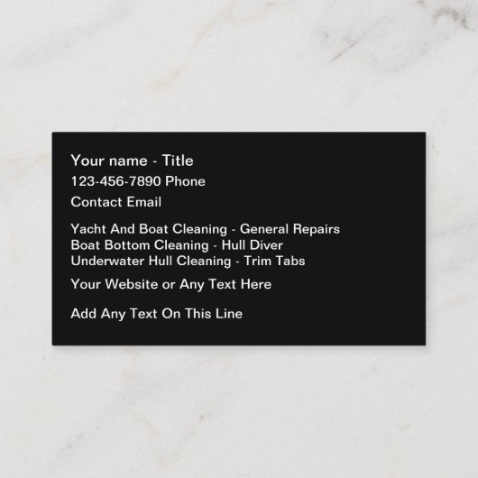 Classy Yacht and Boat Marine Services Visitekaartje (Achterkant)