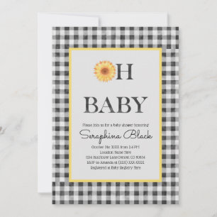 Classy Yellow and Black Summer Picnic Baby shower Kaart