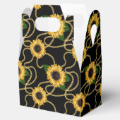 Classy Yellow Sunflower Stijlvol patroon op zwart Bedankdoosjes (Geopend)