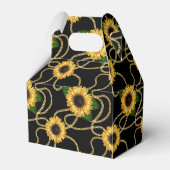 Classy Yellow Sunflower Stijlvol patroon op zwart Bedankdoosjes (Voorkant Zijde)