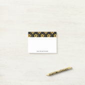 Classy Yellow Sunflower Stijlvol patroon op zwart Post-it® Notes (Op bureau)