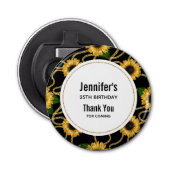Classy Yellow Sunflower Stylish Pattern Birthday Button Flesopener (Voorkant)