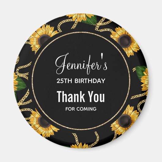 Classy Yellow Sunflower Stylish Pattern Birthday Magneet (Voorkant)