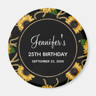 Classy Yellow Sunflower Stylish Pattern Birthday Magneet