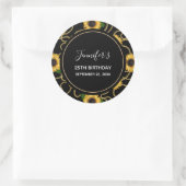 Classy Yellow Sunflower Stylish Pattern Birthday Ronde Sticker (Tas)