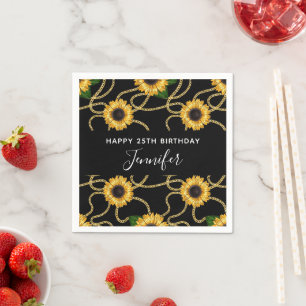 Classy Yellow Sunflower Stylish Pattern Birthday Servet